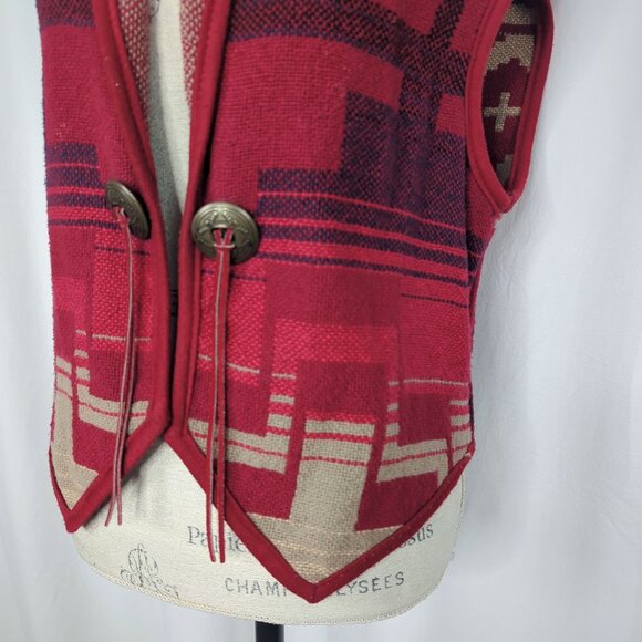 Vintage Silverado Native Vest Medium Red Knit - Picture 3 of 8